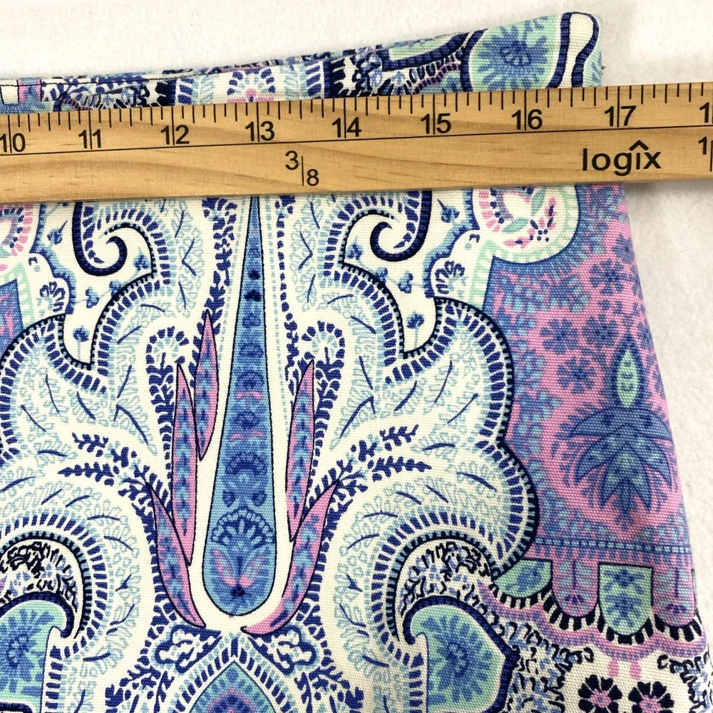 Talbots A Line Skirt Womens Size‎ 12 Blue Pink Artsy Print Cotton Blend Office